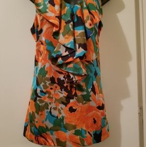 Gianni Bini Floral Ruffle Sleeveless Blouse